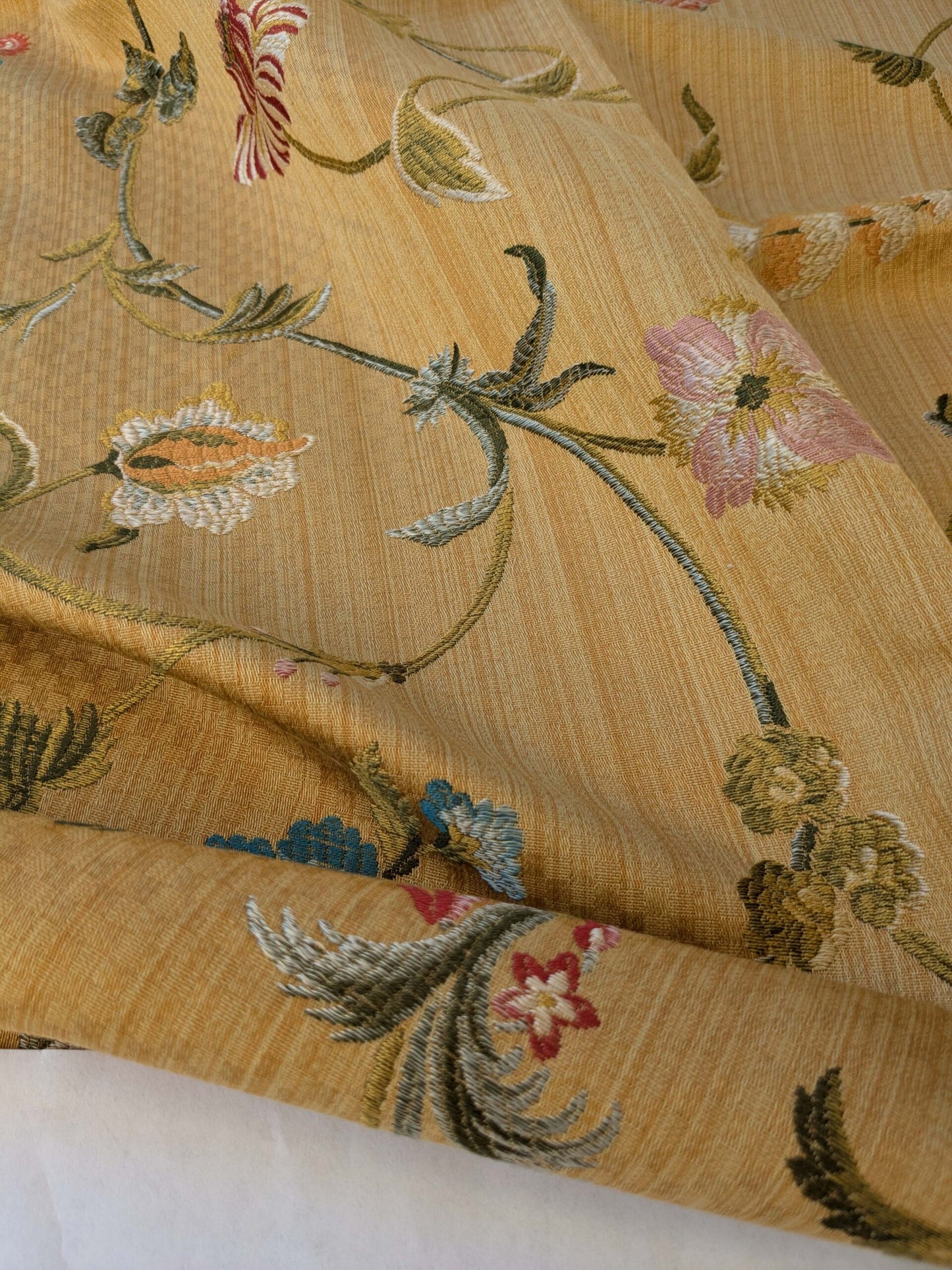 2.2 yard Scalamandre Colony Roma Millefiori Bronzo Yellow Floral Botanical Tree Foliage Renaissance MSRP USD 500+/Y