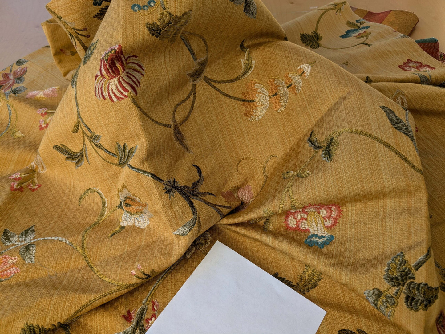 2.2 yard Scalamandre Colony Roma Millefiori Bronzo Yellow Floral Botanical Tree Foliage Renaissance MSRP USD 500+/Y