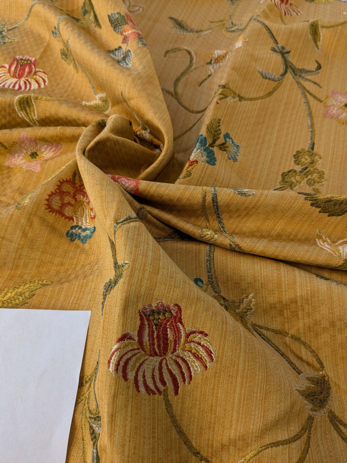 2.2 yard Scalamandre Colony Roma Millefiori Bronzo Yellow Floral Botanical Tree Foliage Renaissance MSRP USD 500+/Y