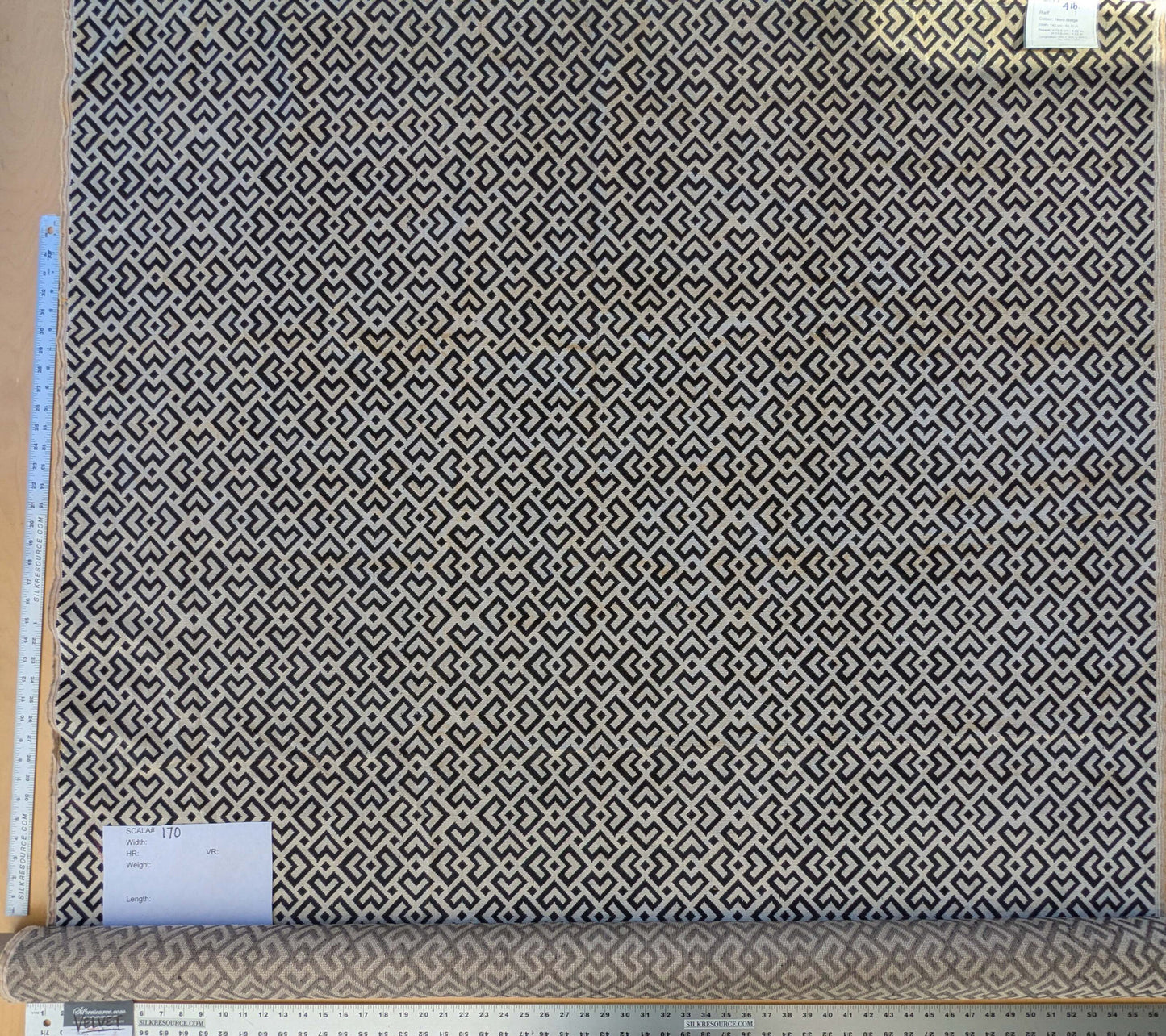 2.4 yard Scalamandre Colony Roma Raff Nero Beige Black Geometric Linen Velvet Geometric  MSRP USD 300+/Y