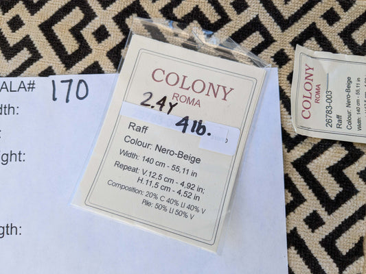 2.4 yard Scalamandre Colony Roma Raff Nero Beige Black Geometric Linen Velvet Geometric  MSRP USD 300+/Y