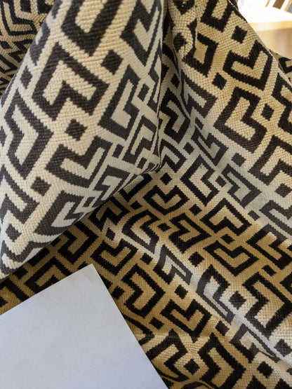 2.4 yard Scalamandre Colony Roma Raff Nero Beige Black Geometric Linen Velvet Geometric  MSRP USD 300+/Y
