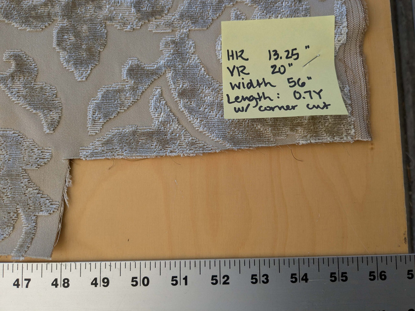 0.7 yard with Corner Cut Scalamandre Venezia Silk Velvet Beige Renaissance MSRP USD 596/Y