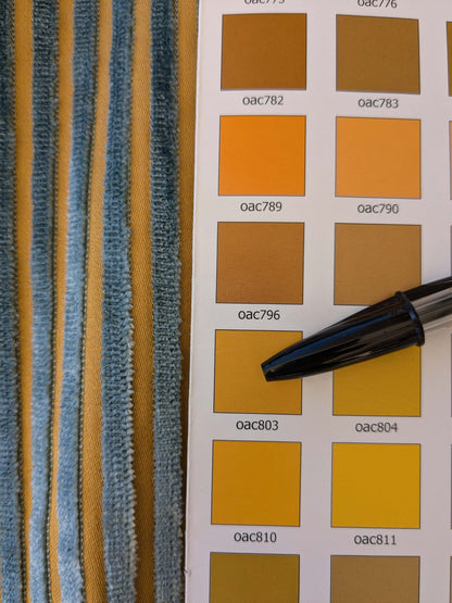 2.3yard Scalamandre Sofia Silk Velvet Stripe Blue and Gold Silk Pile Light Brown MSRP USD478/y