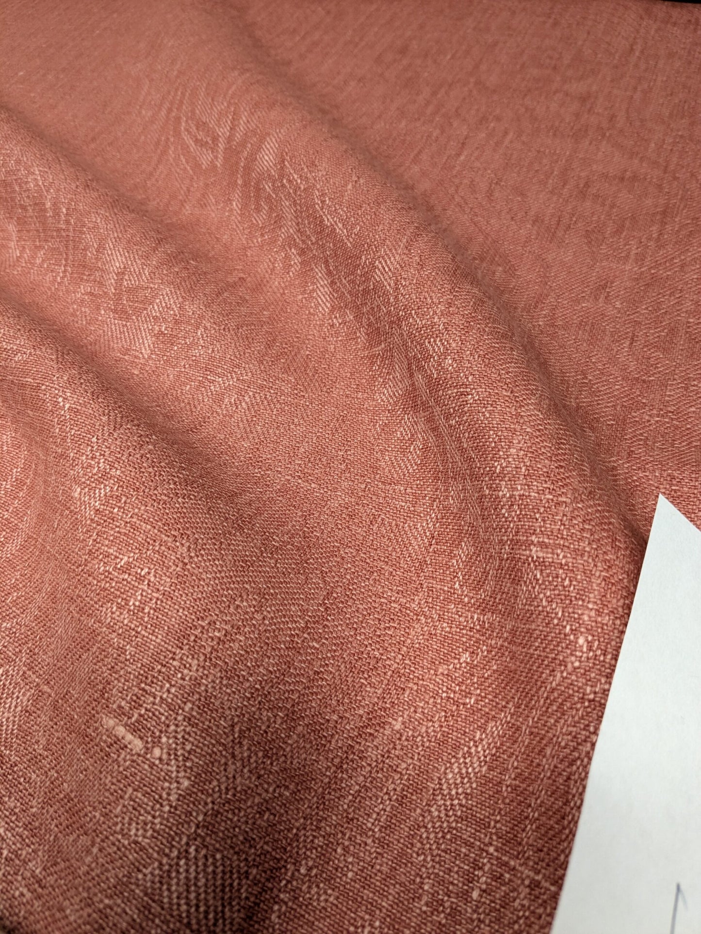 Clarence House Ghent Tea Rose Red 100% Linen Textured Subtle Damask Best Belgium Linen MSRP USD 152/Y