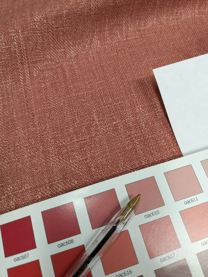 Clarence House Ghent Tea Rose Red 100% Linen Textured Subtle Damask Best Belgium Linen MSRP USD 152/Y