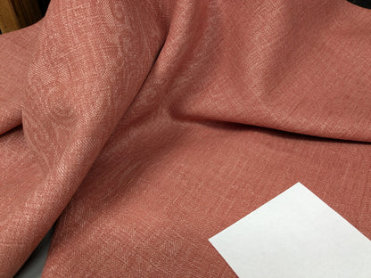 Clarence House Ghent Tea Rose Red 100% Linen Textured Subtle Damask Best Belgium Linen MSRP USD 152/Y