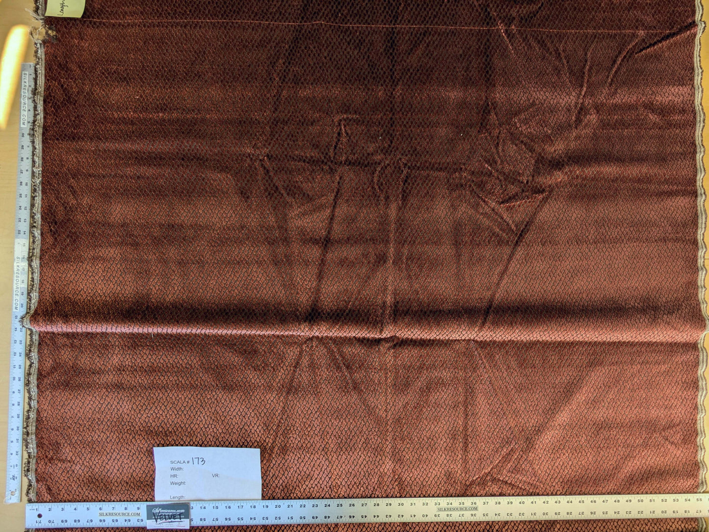 1.6yard Scalamandre Cut Velvet Red Small Scale Texture Diamond