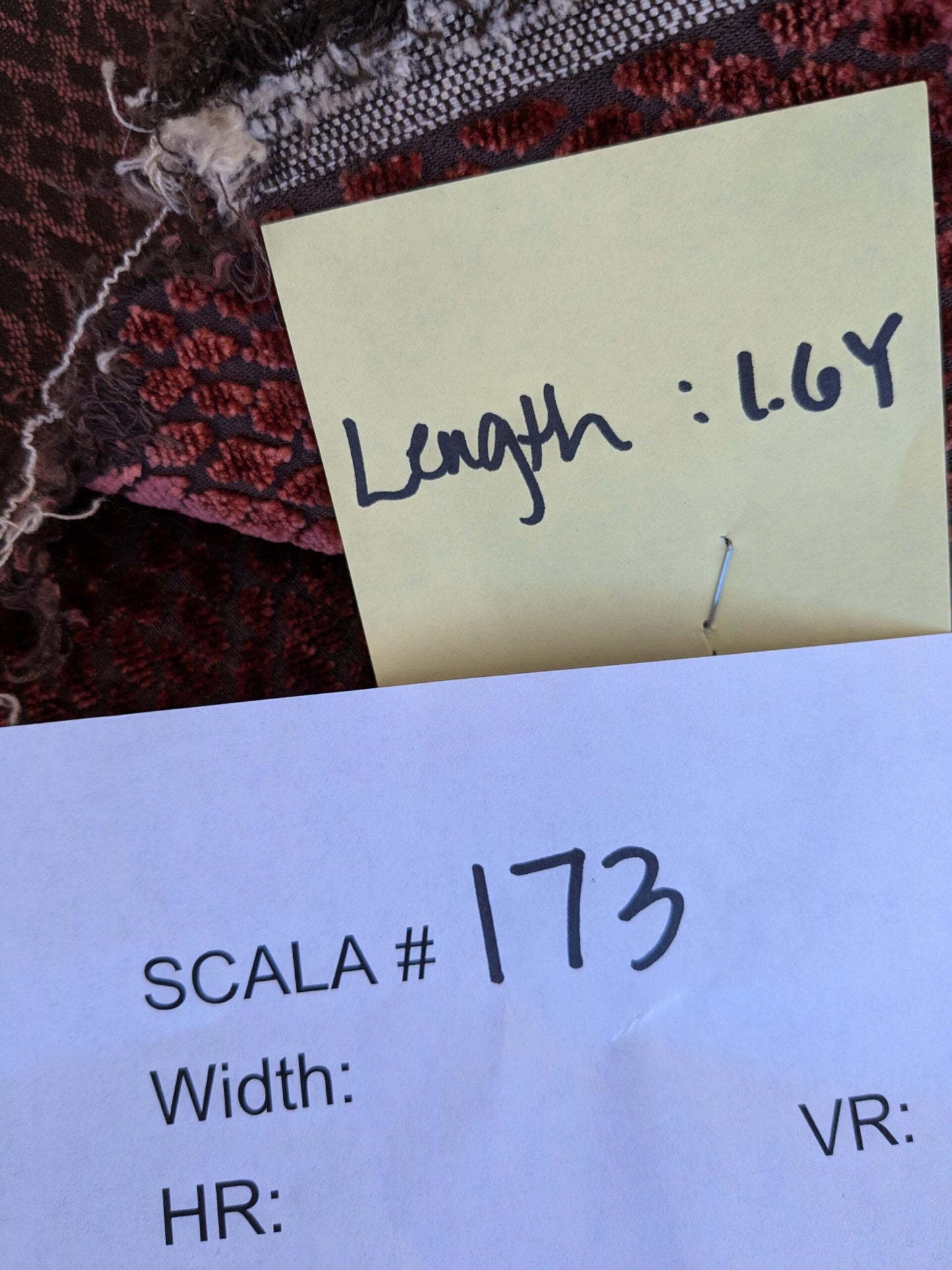 1.6yard Scalamandre Cut Velvet Red Small Scale Texture Diamond