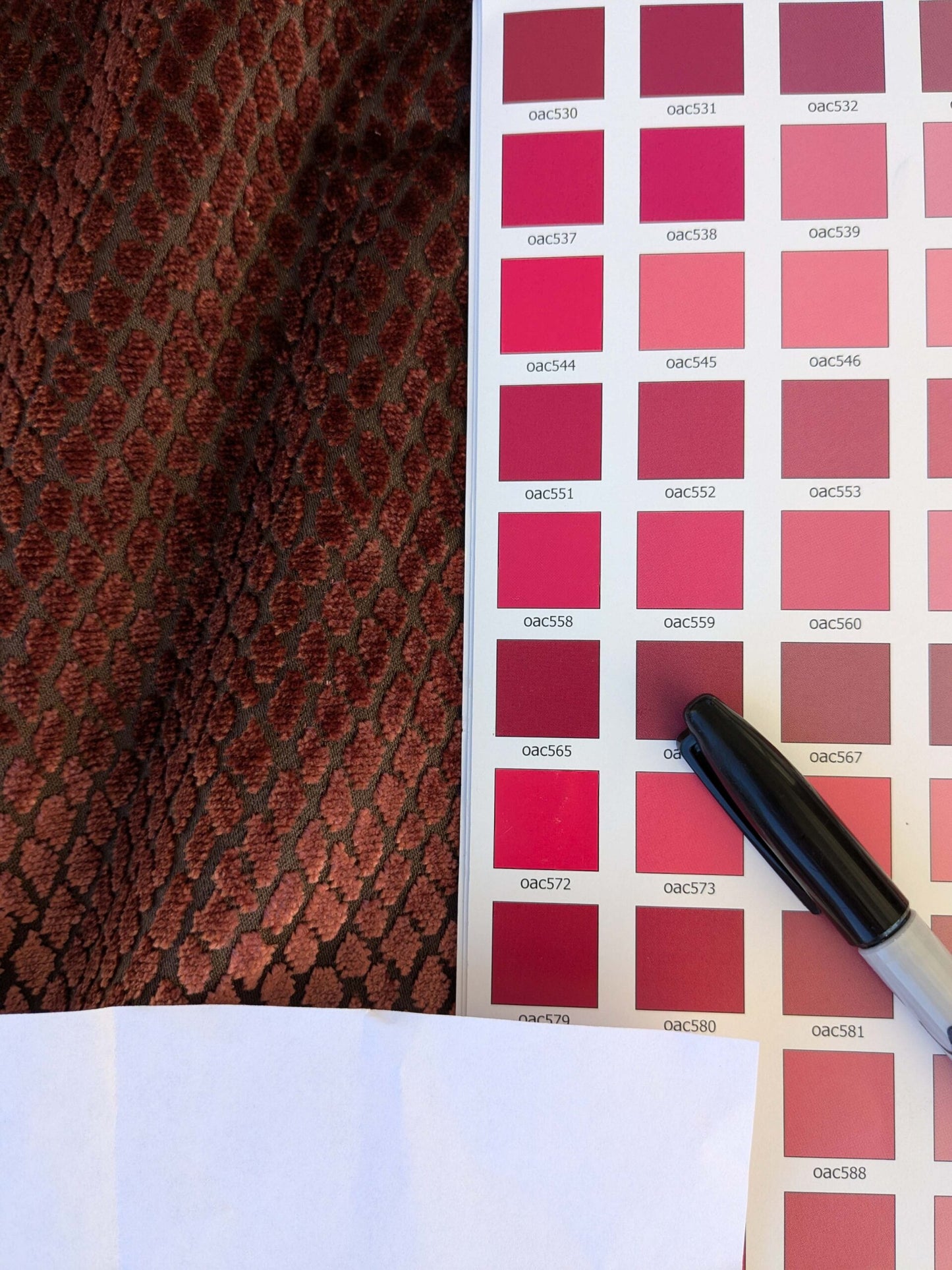 1.6yard Scalamandre Cut Velvet Red Small Scale Texture Diamond