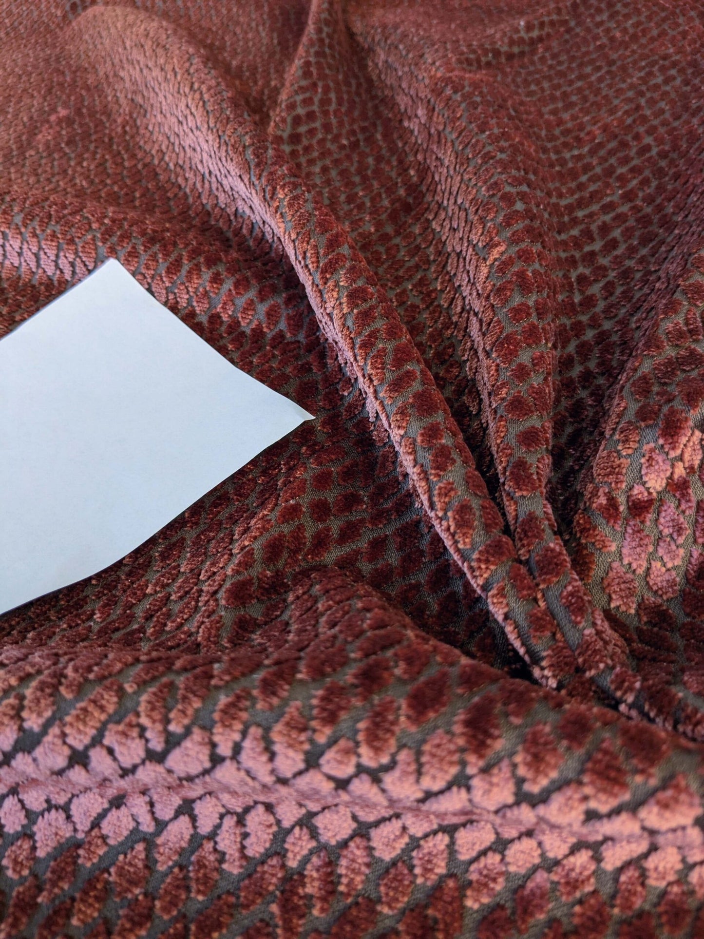 1.6yard Scalamandre Cut Velvet Red Small Scale Texture Diamond