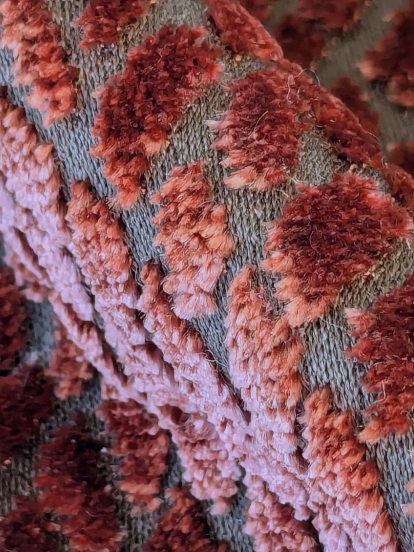 1.6yard Scalamandre Cut Velvet Red Small Scale Texture Diamond