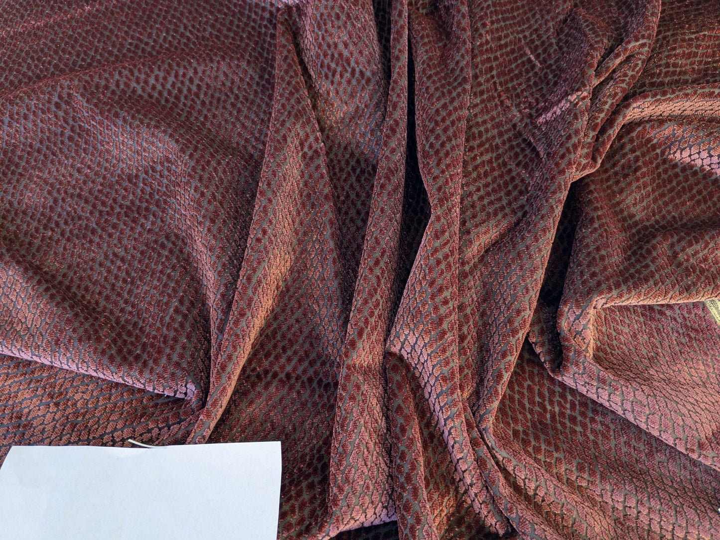 1.6yard Scalamandre Cut Velvet Red Small Scale Texture Diamond