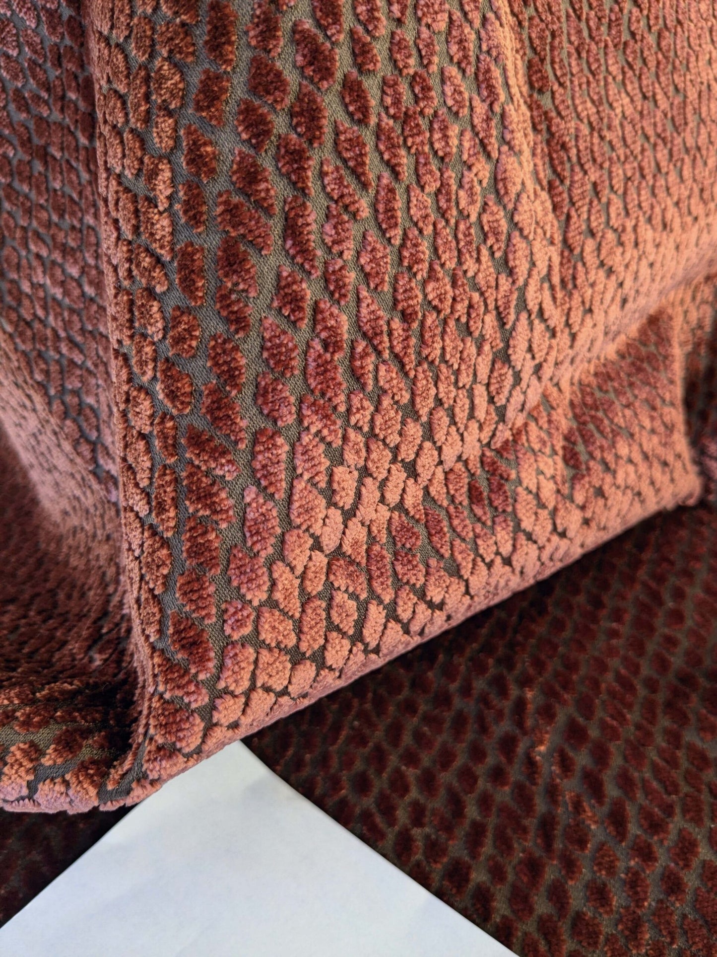 1.6yard Scalamandre Cut Velvet Red Small Scale Texture Diamond