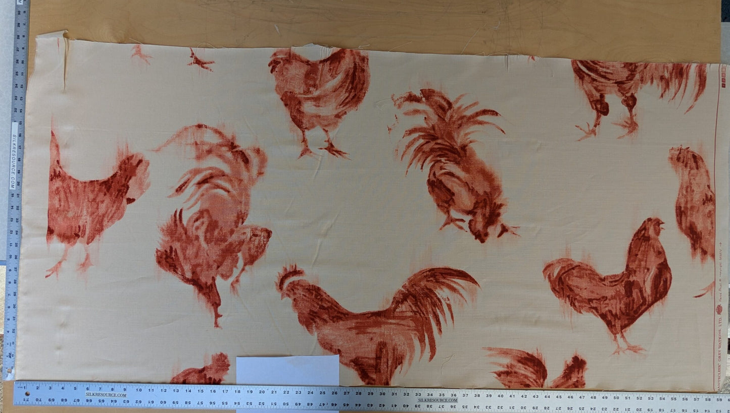 0.8Y Scalamandre Chanticleer Terracotta Rooster Chicken French Country Toile Red White MSRP USD 200+/Y (Copy)