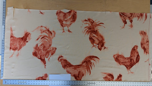 0.8Y Scalamandre Chanticleer Terracotta Rooster Chicken French Country Toile Red White MSRP USD 200+/Y (Copy)