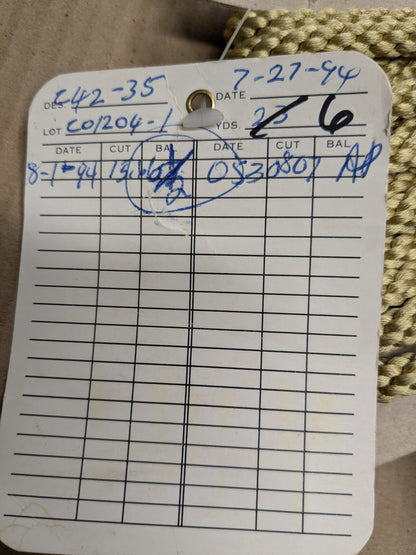 6 yards  Scalamandre 100% Silk Rope Trim C42-35 (Trim Box B) Rope Trim Woven Green