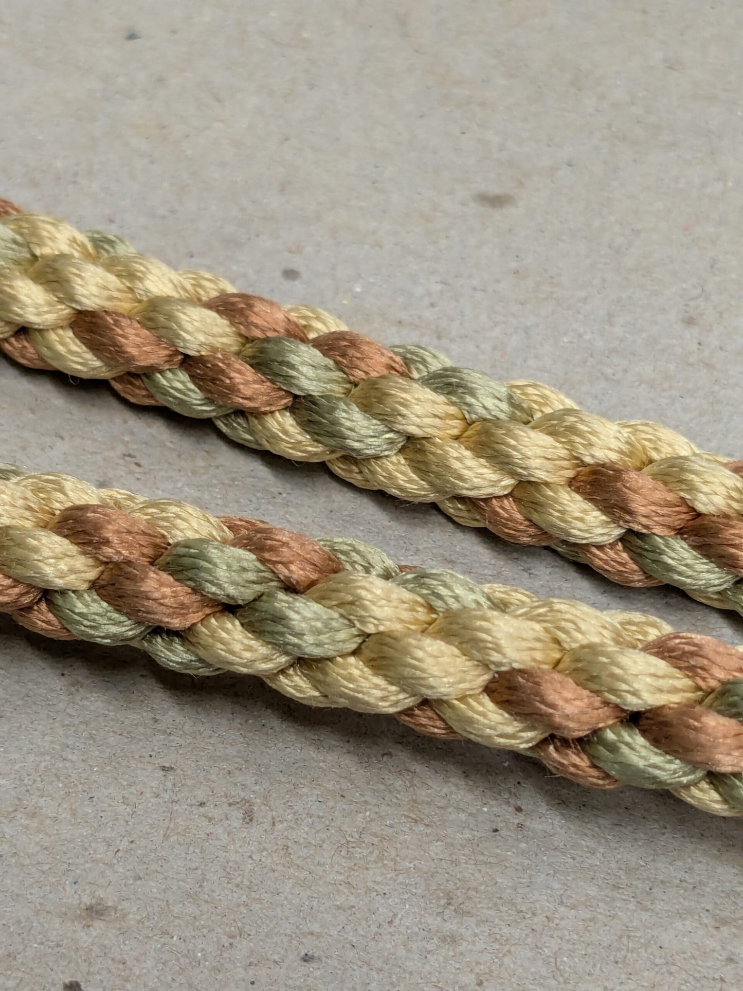 60 inches Scalamandre 100% Silk Rope Trim C42-59 (Trim Box B) Woven Green Brown Yellow