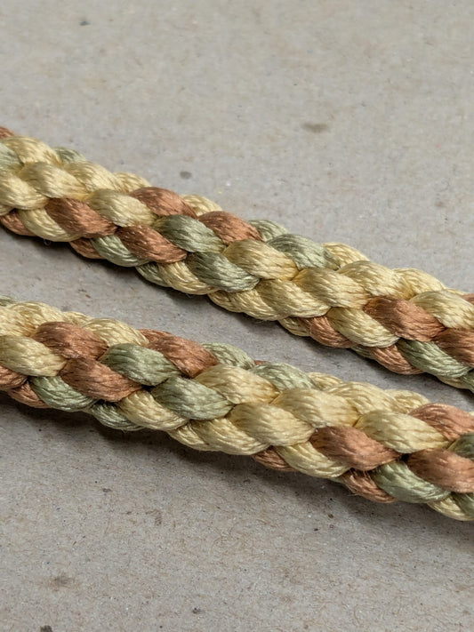 60 inches Scalamandre 100% Silk Rope Trim C42-59 (Trim Box B) Woven Green Brown Yellow