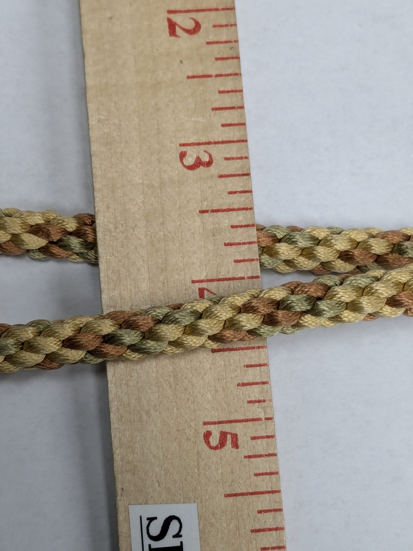 60 inches Scalamandre 100% Silk Rope Trim C42-59 (Trim Box B) Woven Green Brown Yellow