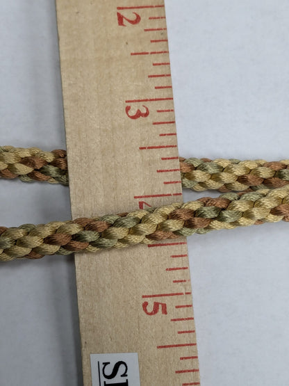 60 inches Scalamandre 100% Silk Rope Trim C42-59 (Trim Box B) Woven Green Brown Yellow
