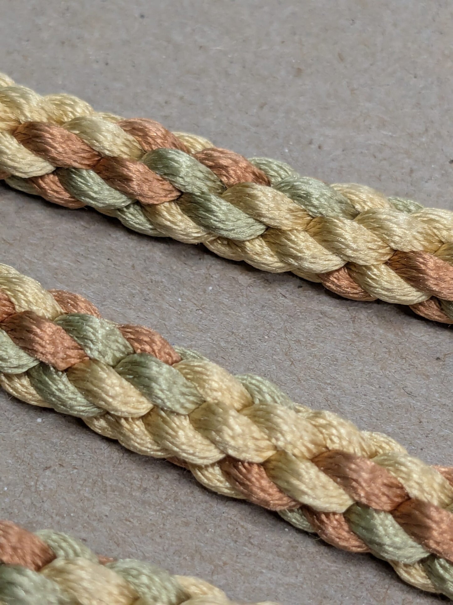 33 inches Scalamandre 100% Silk Rope Trim C42-59 (Trim Box B) Woven Green Brown Yellow