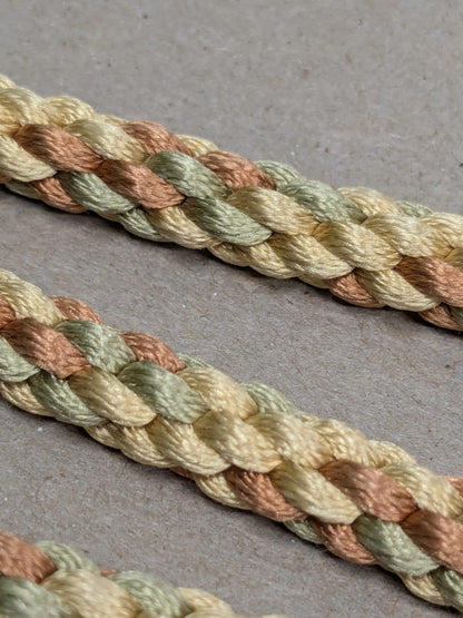 33 inches Scalamandre 100% Silk Rope Trim C42-59 (Trim Box B) Woven Green Brown Yellow