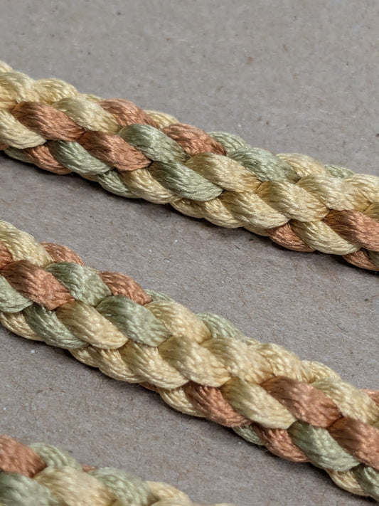 33 inches Scalamandre 100% Silk Rope Trim C42-59 (Trim Box B) Woven Green Brown Yellow