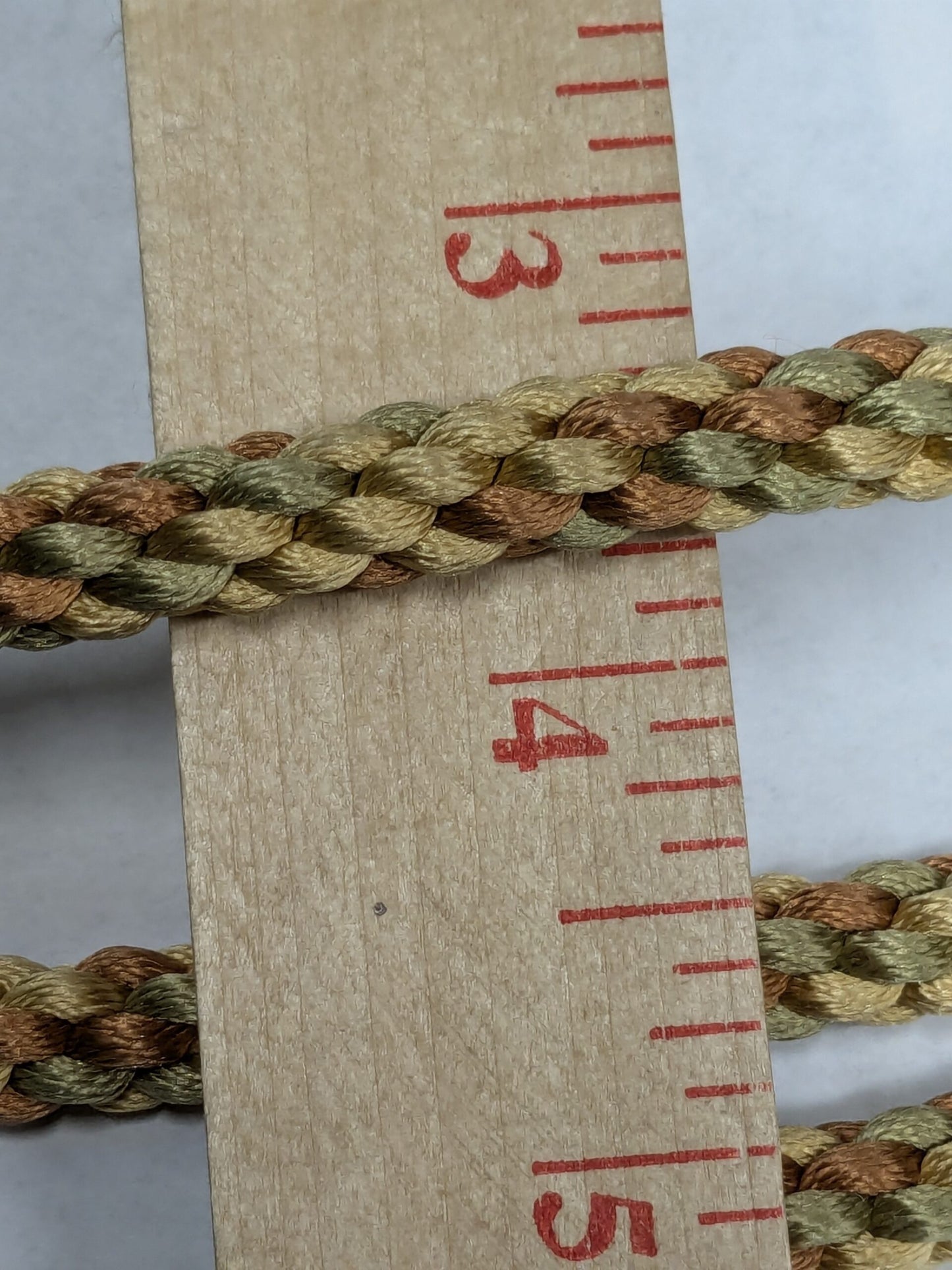 33 inches Scalamandre 100% Silk Rope Trim C42-59 (Trim Box B) Woven Green Brown Yellow