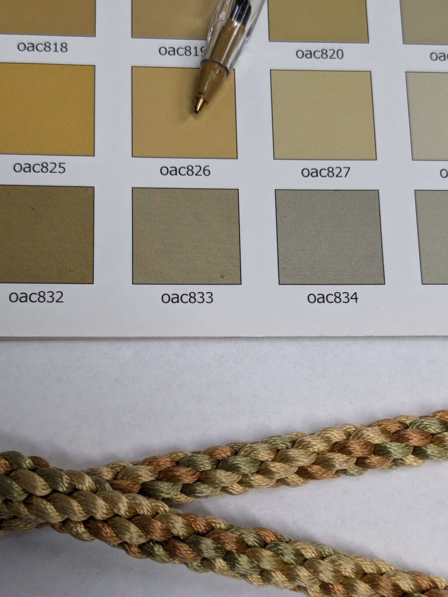 33 inches Scalamandre 100% Silk Rope Trim C42-59 (Trim Box B) Woven Green Brown Yellow