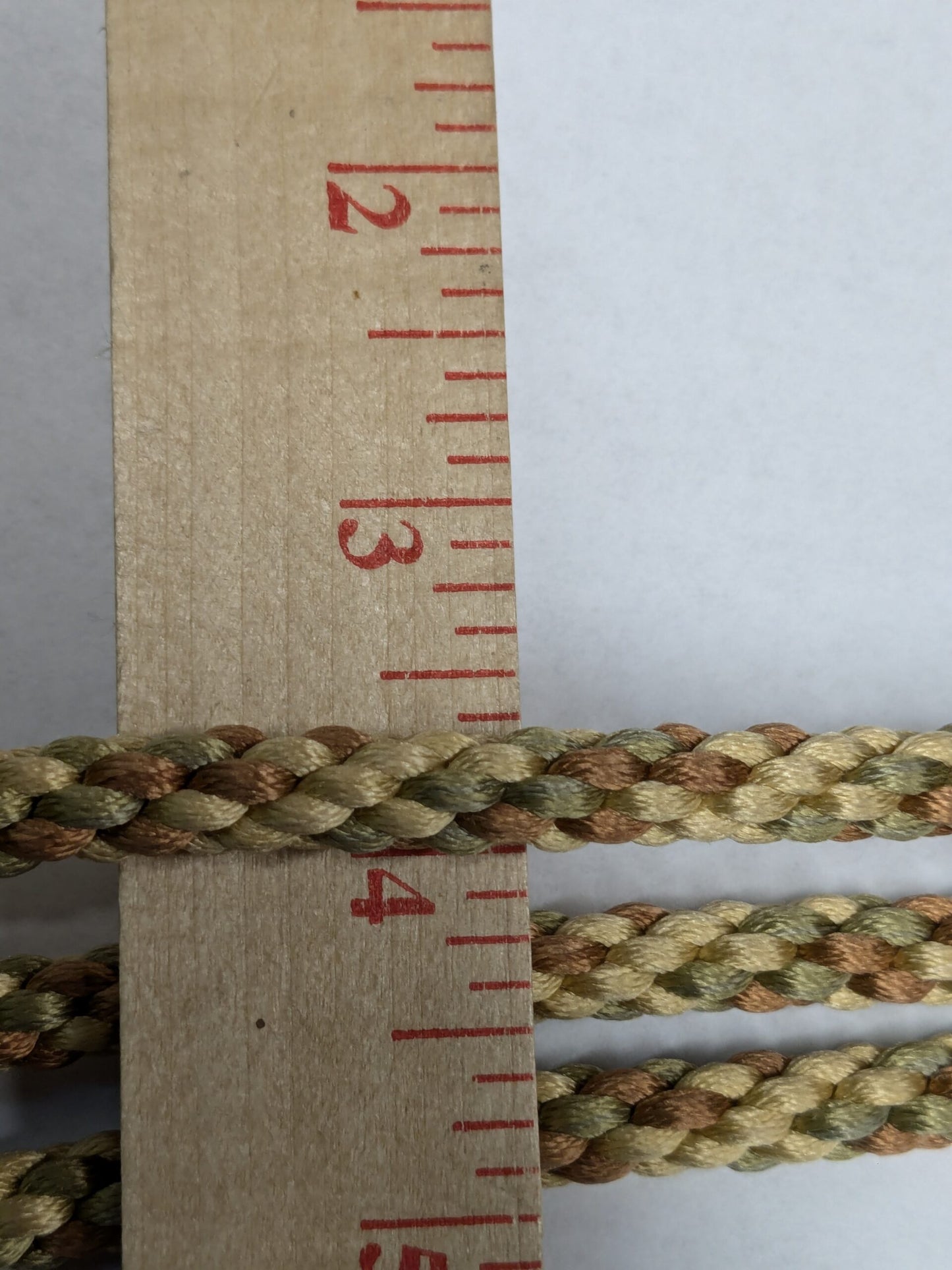 66 inches Scalamandre 100% Silk Rope Trim C42-59 (Trim Box B) Woven Green Brown Yellow
