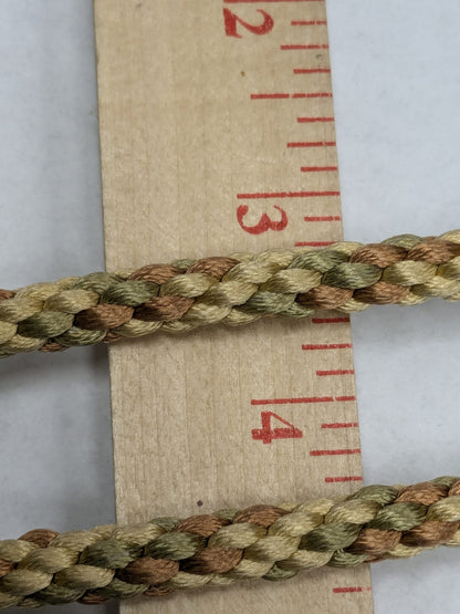 66 inches Scalamandre 100% Silk Rope Trim C42-59 (Trim Box B) Woven Green Brown Yellow