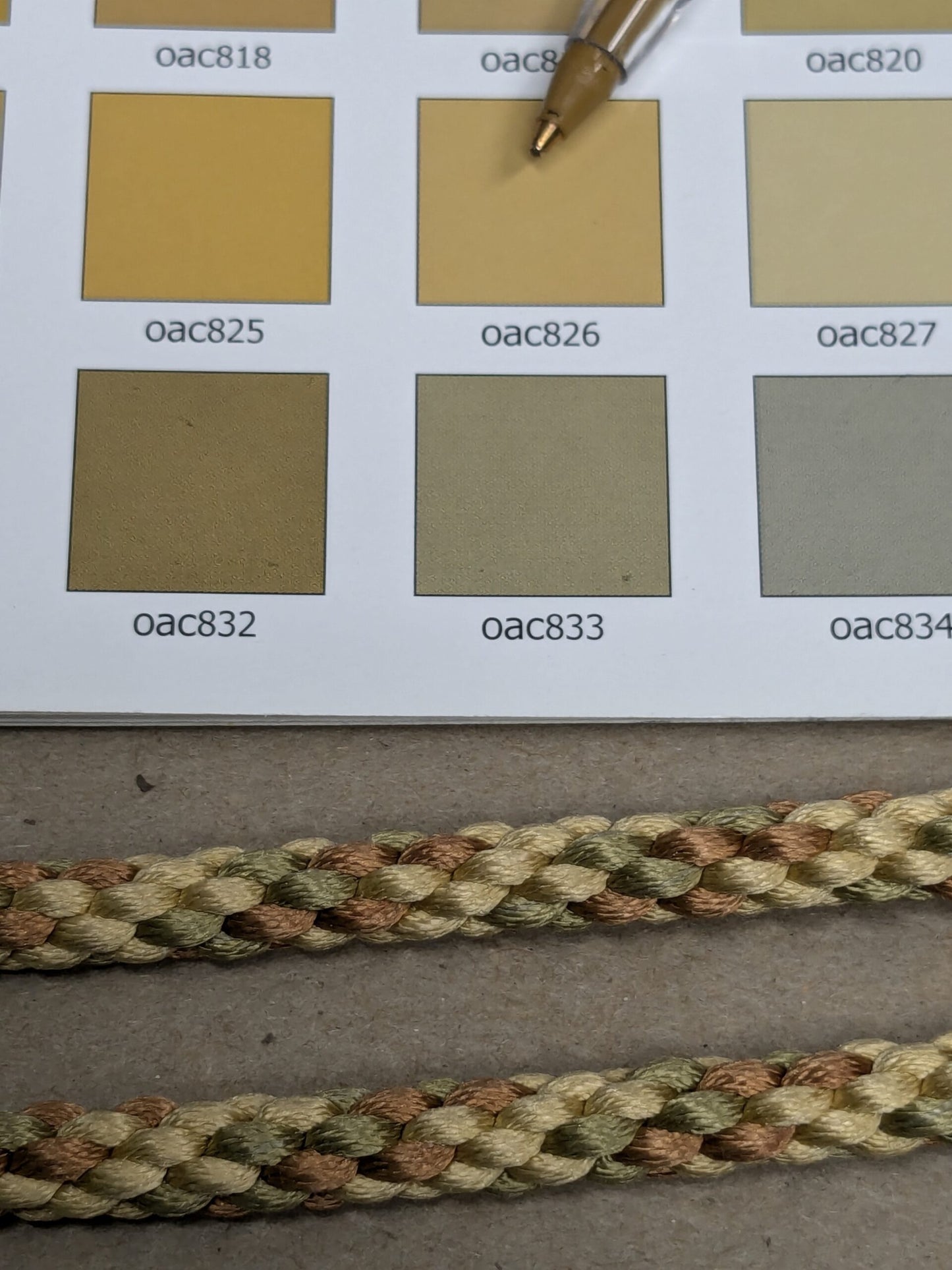 66 inches Scalamandre 100% Silk Rope Trim C42-59 (Trim Box B) Woven Green Brown Yellow