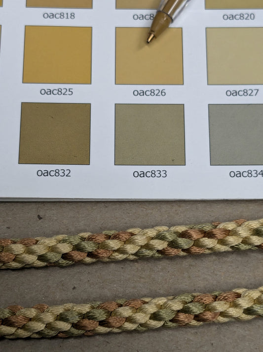 66 inches Scalamandre 100% Silk Rope Trim C42-59 (Trim Box B) Woven Green Brown Yellow