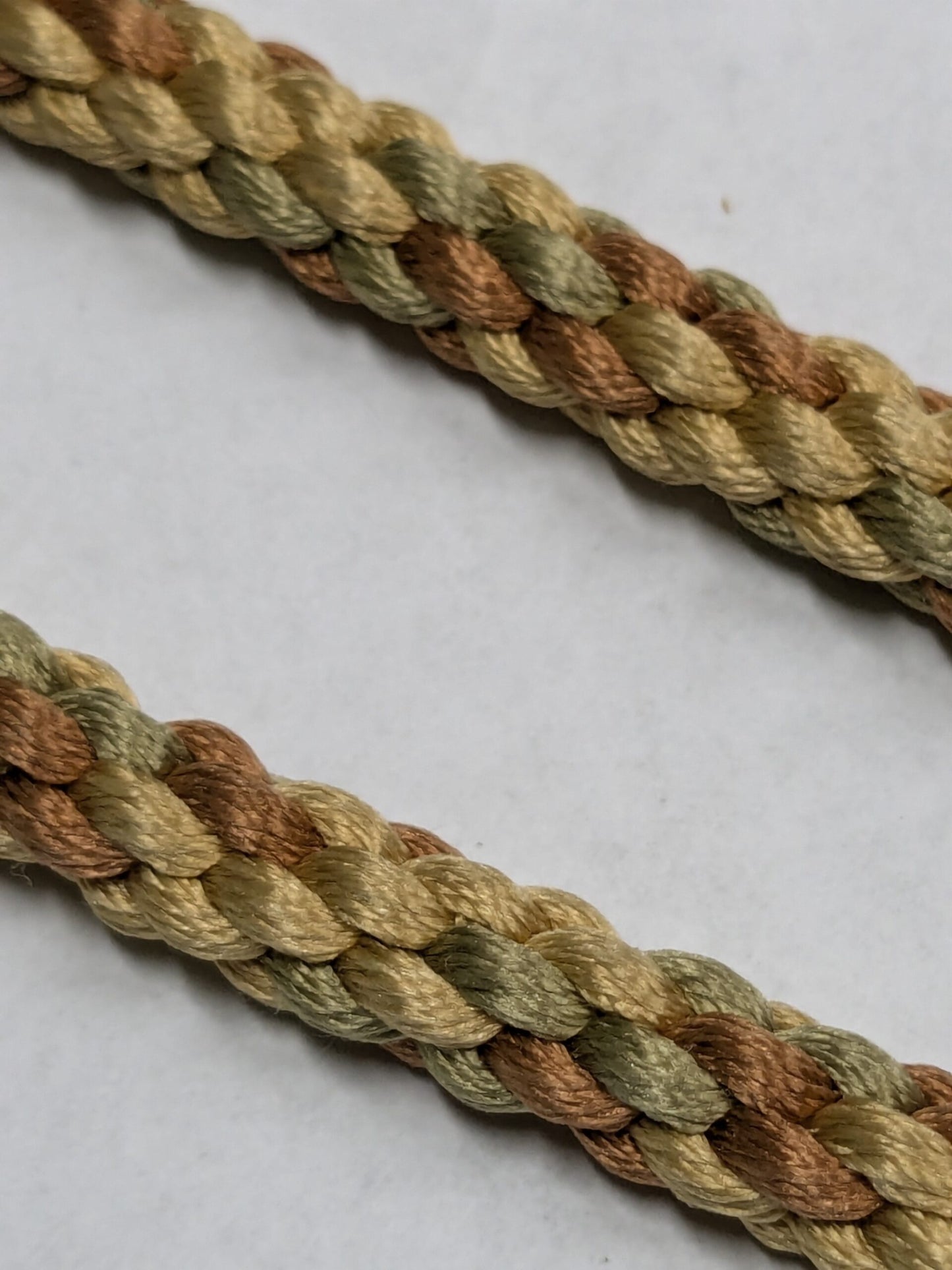 50 inches Scalamandre 100% Silk Rope Trim C42-59 (Trim Box B) Woven Green Brown Yellow