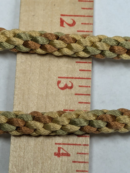 50 inches Scalamandre 100% Silk Rope Trim C42-59 (Trim Box B) Woven Green Brown Yellow