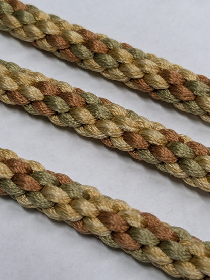 66 inches Scalamandre 100% Silk Rope Trim C42-59 (Trim Box B) Woven Green Brown Yellow