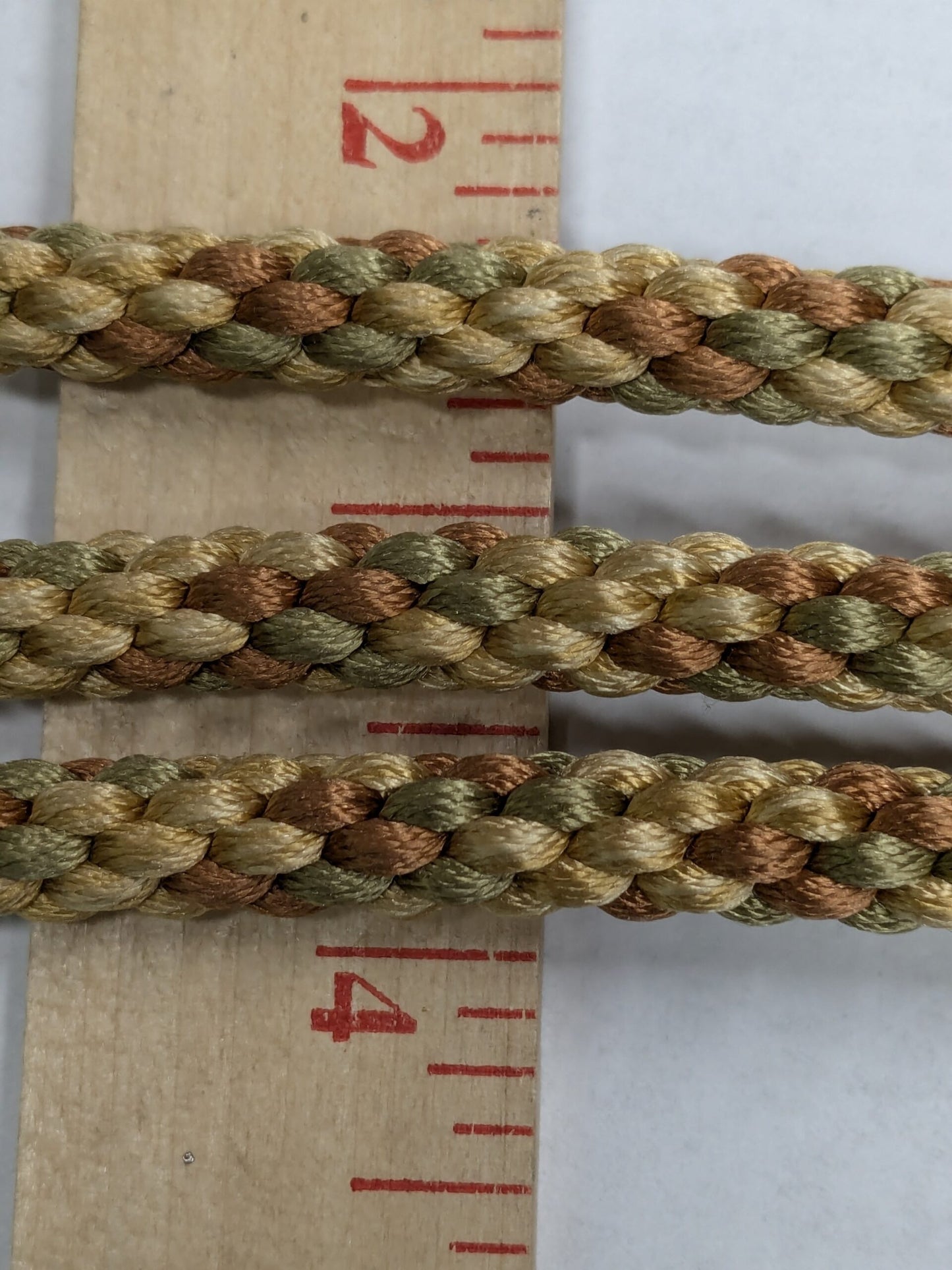 66 inches Scalamandre 100% Silk Rope Trim C42-59 (Trim Box B) Woven Green Brown Yellow