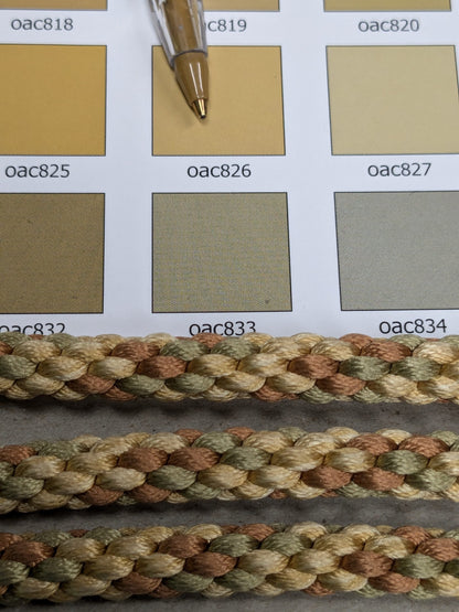 50 inches Scalamandre 100% Silk Rope Trim C42-59 (Trim Box B) Woven Green Brown Yellow