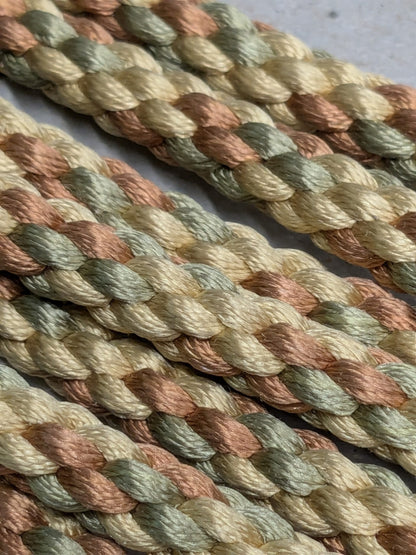 4.4yards Scalamandre 100% Silk Rope Trim C42-59 (Trim Box B) Woven Green Brown Yellow