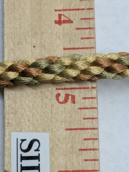 4.4yards Scalamandre 100% Silk Rope Trim C42-59 (Trim Box B) Woven Green Brown Yellow