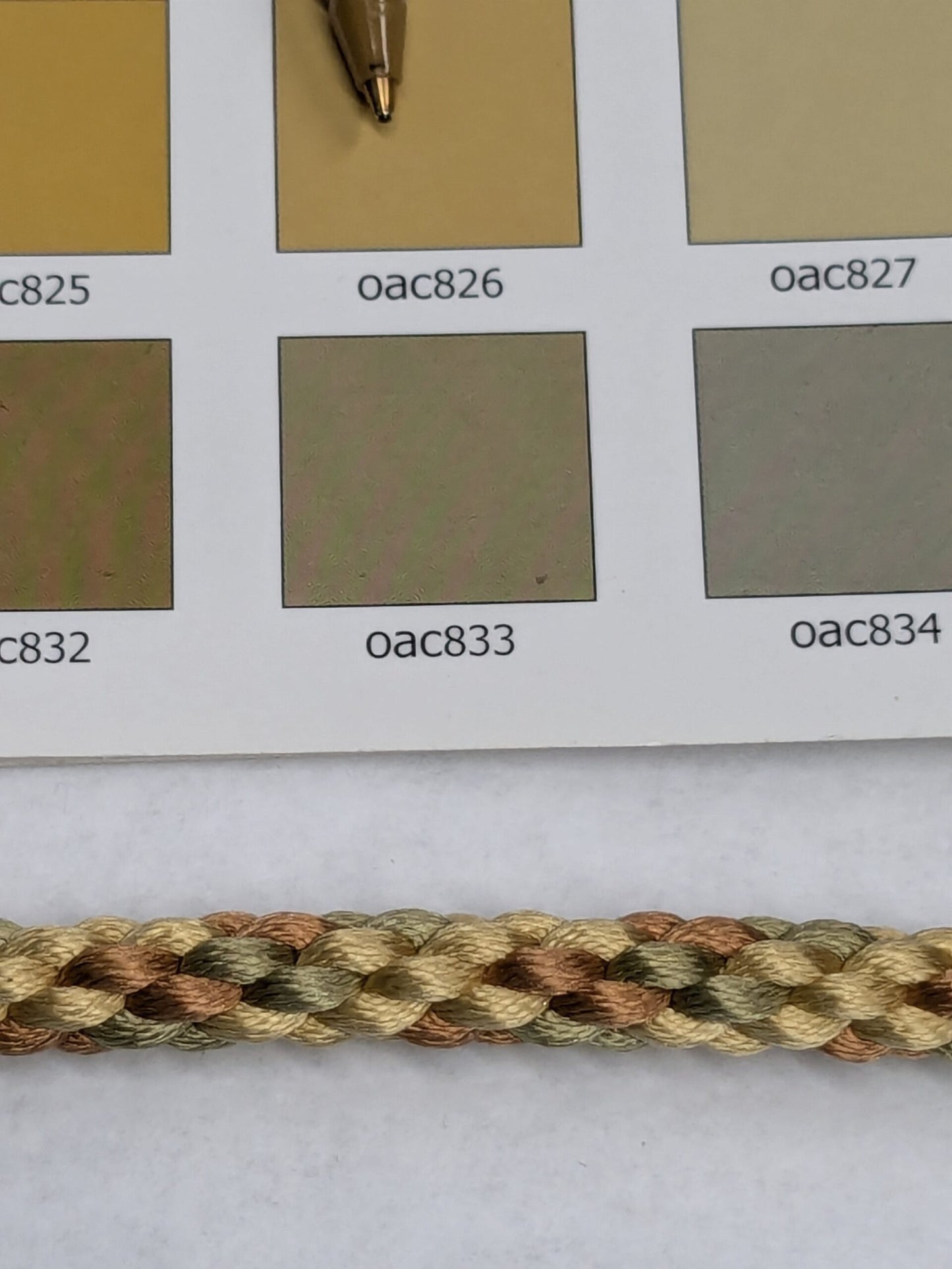 66 inches Scalamandre 100% Silk Rope Trim C42-59 (Trim Box B) Woven Green Brown Yellow