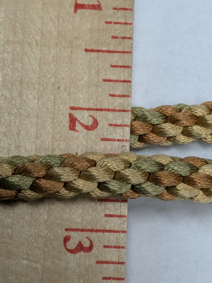 55" Scalamandre 100% Silk Rope Trim C42-59 (Trim Box B) Woven Green Brown Yellow