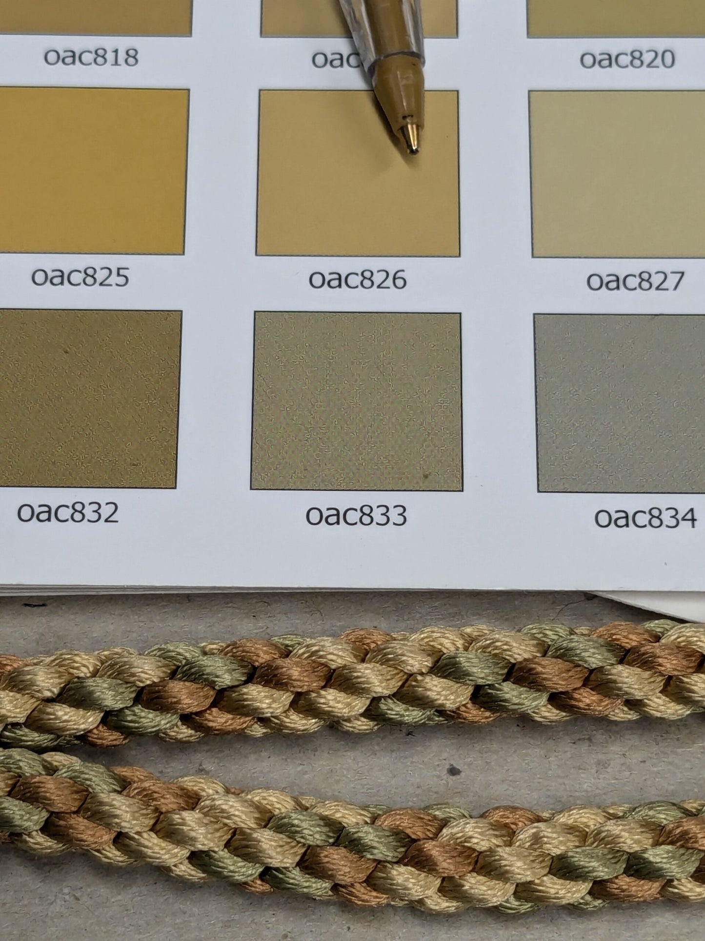 4.4yards Scalamandre 100% Silk Rope Trim C42-59 (Trim Box B) Woven Green Brown Yellow