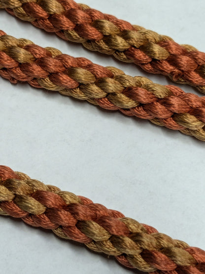 77 inches Scalamandre 100% Silk Rope Trim C42-83 (Trim Box B) Woven Brown Pink Red