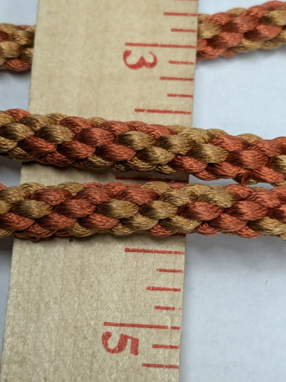 77 inches Scalamandre 100% Silk Rope Trim C42-83 (Trim Box B) Woven Brown Pink Red