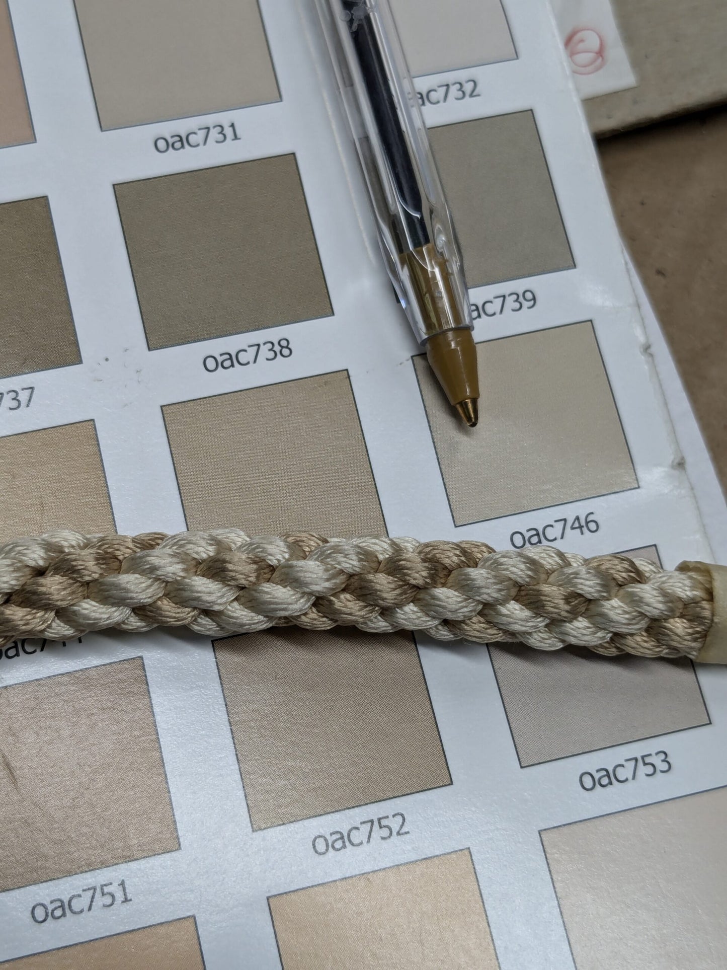 4.1yards Scalamandre 100% Silk Rope Trim C42-53 (Trim Box B) Woven White Brown