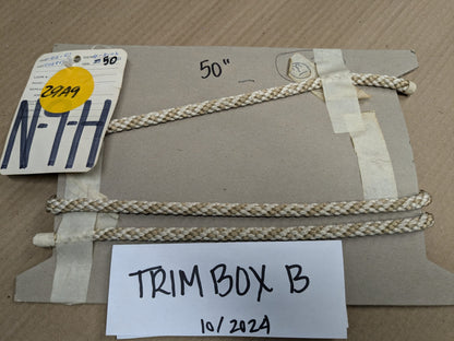 50" Scalamandre 100% Silk Rope Trim C42-53 (Trim Box B) Woven White Brown