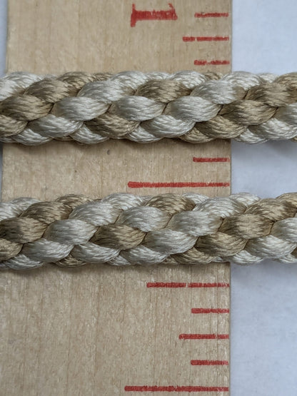 50" Scalamandre 100% Silk Rope Trim C42-53 (Trim Box B) Woven White Brown