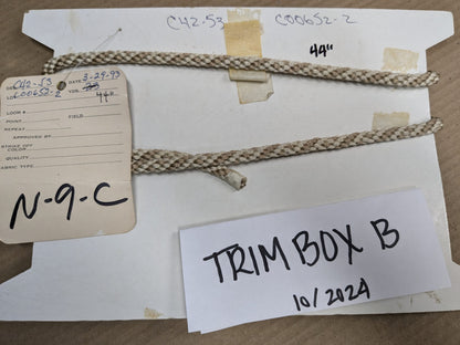 44" Scalamandre 100% Silk Rope Trim C42-53 (Trim Box B)  Woven Cream Beige Brown